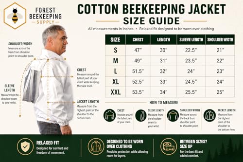 Beekeeping Jacket with Fencing Veil and Gloves, Cotton Bee Jacket for Men and Women, Heavy-Duty Brass Zippers - Large - size: Large