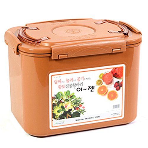 e-jen Premium Kimchi, Sauerkraut Container Probiotic Fermentation with Inner Vacuum Lid (Earthenware Brown, 3.1 gal/ 12L) - color: Earthenware Brown, size: 3.1 gal