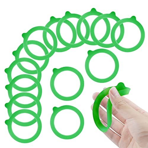 12 Pieces Rubber Seals for Glass Jars, Airtight Silicone Mason Jar Gaskets, Leakproof Silicone Replacement Gaskets for Storage Jars, Elastic and Fits Most Sizes (Green) - color: Green