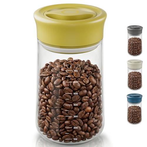 LAKUMIQI Overnight Oats Containers with Lids, 27oz Glass Jars with Airtight Lids, One-Hand 90° Twist-Off Wide Mouth Food Storage for Coffee Bean, Chia Pudding, Meal Prep, Pantry, Yellow - color: Yellow, size: 27 OZ(800ml)