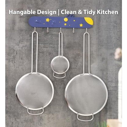 18/8 Stainless Steel Fine Mesh Strainer Skimmer - Heavy-Duty Food-Grade with Heat-Resistant Handle for Frying & Grease Straining, 7.1 inches - size: 18CM