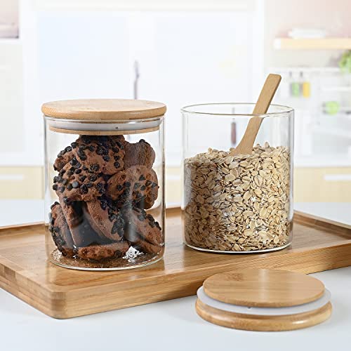 umieo Glass Food Storage Containers with Bamboo Lids Large Glass Food Storage Jars for Coffee Bar Tea Sugar (‎Clear Glass) - color: 27 OZ