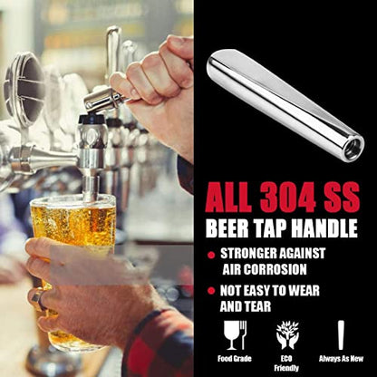 Beer Tap Handle, Heavy Duty 304 Stainless Steel Standard 3/8in Thread Draft Beer Faucet Handles, Beer Tower Plug for American Faucets, Home Brewing