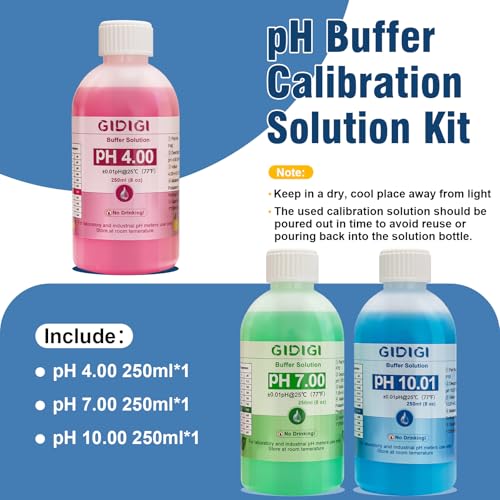 pH Meter Calibration Buffer Solution Kit, Includes pH 4.00, 7.00 and pH 10.01 Solution pH Meter for Food,Digital pH Meter for Fermentation,Hot Sauce,Canning