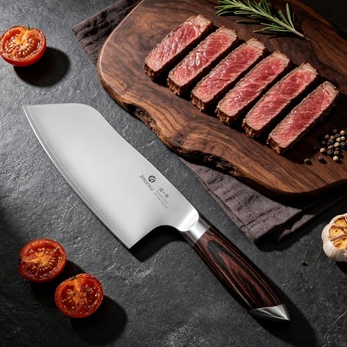 imarku Meat Cleaver Knife 6.3" – Japanese High Carbon Stainless Steel Butcher Knife for Meat Cutting & Vegetable Chopping, Ultra-Sharp with Ergonomic Pakkawood Handle, Gift for Men & Women - color: Silver russet