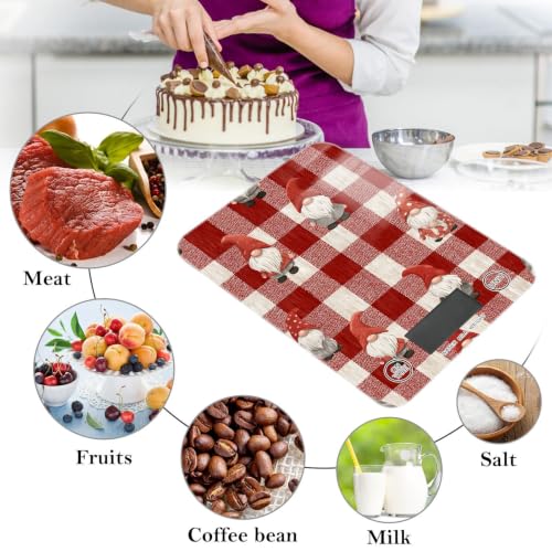 Food Scale Kitchen Digital Scale Food Ounces and Grams Dieting Baking Cooking Waterproof Glass Panels LCD Display,4 Units Scale Tare Function Checkered Red - color: Valentines Love Heart