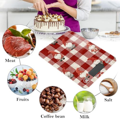Food Scale Kitchen Digital Scale Food Ounces and Grams Dieting Baking Cooking Waterproof Glass Panels LCD Display,4 Units Scale Tare Function Checkered Red - color: Valentines Love Heart