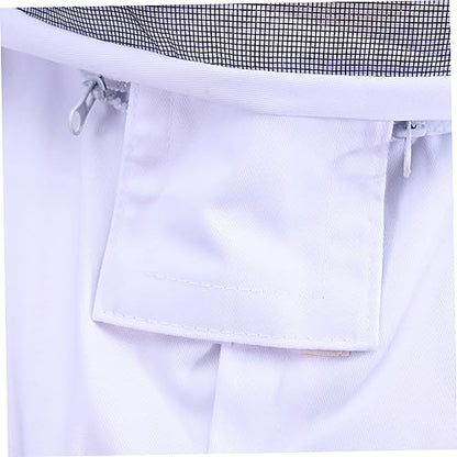 Abaodam Professional Beekeeping Suit Full Body Suit Veil and Elastic Cuffs White XXL