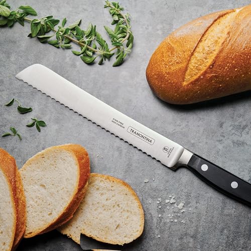 Tramontina Pro Series Forged 8-Inch Serrated Bread Knife, Stain-free High-Carbon Steel Kitchen Knives for Cooking - style: 8-Inch Bread Knife