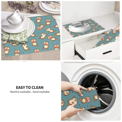 Cute Otters Watermelon Dish Drying Mats for Kitchen Counter, Super Absorbent Microfiber Drainer Pad, Washable Reversible Appliance Protector, Everyday Kitchen Must-Have, 16x18 Inch - color: Cute Otters Watermelon