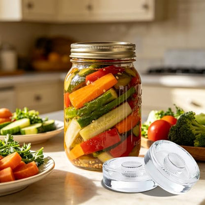 4 Pack Fermenting Weights for Wide Mouth Mason Jars,Glass Fermentation Weight with Easy Grip Handle,Pickling Weights for Sourkrout Kraut,Kimchi - style: Striped