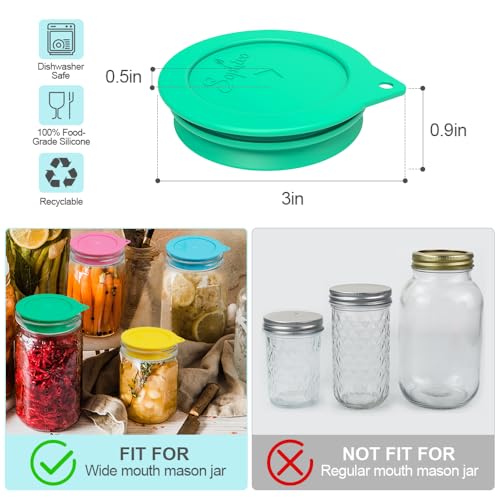 Sophico Silicone Fermenting Lids, Waterless Airlock Fermentation Tops Mason Jar Lid Fermenter Caps for Pickles, Kimchi, and Fermented Probiotic Food - 8 Pack, Wide Mouth (Jars Not Included) - color: MIX-8PACK-WIDE MOUTH