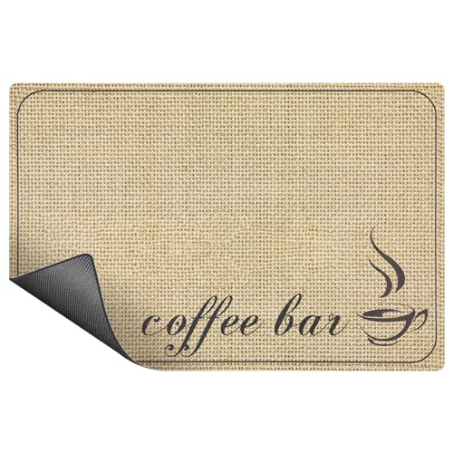 SUEH DESIGN Coffee Mat, Absorbent Dish Drying Mat 19.6 x 11.8 in Quick Dry Coffee Mat Large Drying Mats for Kitchen Counter Coffee Bar, Coffee Bar - color: Coffee Bar, size: 11.8" x 19.6"