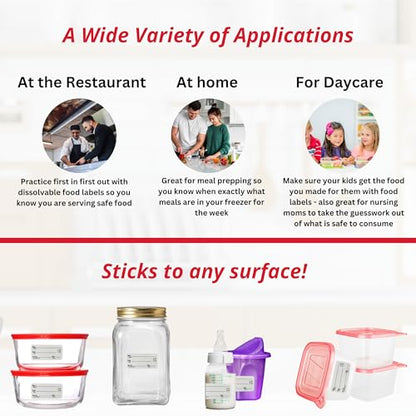 2x1 Dissolvable Food Labels (500, Red) - Writeable Material, Easy Removal, Restaurant Supplies, Kitchen Labels - color: Red, size: 500