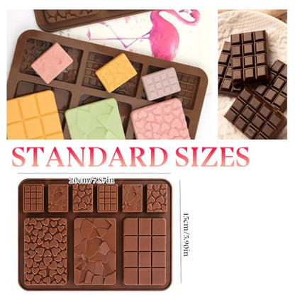 2 Pieces Silicone Break Apart Chocolate Moulds,Silicone Square Mold,Non-Stick Candy Chocolate Bar Mold,Reusable Candy Protein Silicone Chocolate Mold （A） - color: 2P