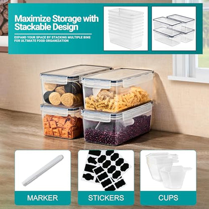 Sorbus Food Storage Containers - Pack of 8 - Air Tight, Four-Way Snap Lids Keeps Food Fresh - Store Cereal, Pasta, Flour, Nuts, Candy - Durable Plastic Kitchen Pantry Bins - size: 8 Pack
