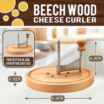 Girolle Cheese Curler,Cheese Shaver Wheel for Tête de Moine, Girolle Wheel Cutter for Cheese Rosettes,Sharp Stainless Steel Blade& Wooden Base,Ideal for Charcuterie & Cheese Boards, Wine Nights
