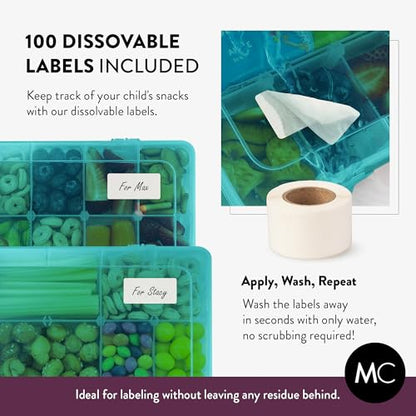 Large Kids Snack Box Containers Set of 2 -100 Labels, BPA-Free, Adjustable Compartments, Dishwasher Safe, Reusable Tray, Food Grade, Meal Prep Container, PARENT TESTED PARENT APPROVED AWARD (Blue) - color: Blue, size: Large