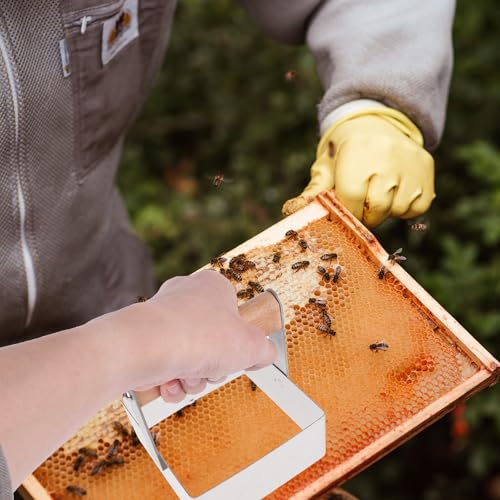 Square Honeycomb Cutter Stainless Steel Honey Cutting Tool Wooden Handle Beekeeping Supplies for Hive Cutting and Honeycomb Shaping