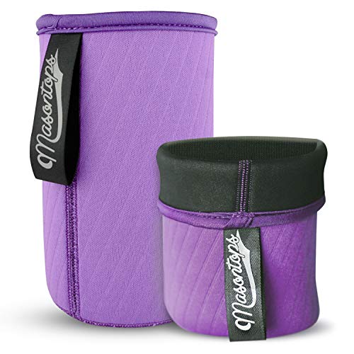 Masontops Wide Mouth Mason Jar Neoprene Sleeve - Purple - Triple Insulated Cozy - 2 Sleeves Cover 16-24 oz & Quart Sizes