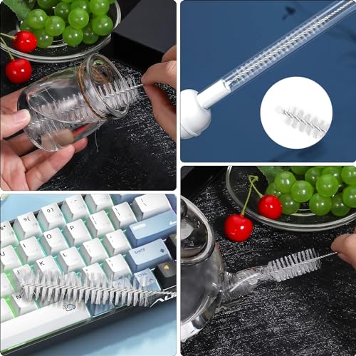 Ixiaoyoo 12 Pcs Bottle Cleaner Brushes Set, 11.8 Inch Nylon Cleaning Brush | White Straw Cleaner Brushes for Tumbler, Sippy Cup, Water Bottles, Hummingbird Feeders, Pipes, Sink Drain & Pet Waterers - color: 11.8 Inch White Cleaning Brushes