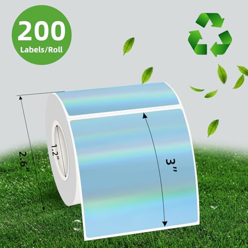 Square Thermal Labels Stickers 3" x 3", Holographic Thermal Stickers Labels, Glitter Self-Adhesive Direct Thermal Label for Small Business- Holographic Blue - color: Holographic Blue, size: 3 X 3 inch