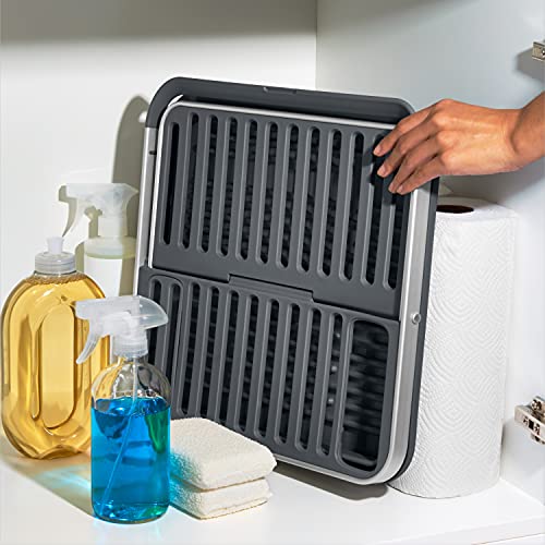 OXO Good Grips Aluminum Fold Flat Dish Drying Rack, 2-Tier, with Drainboard, for Kitchen Counter, Collapsible - style: Fold Flat Dish Drying Rack
