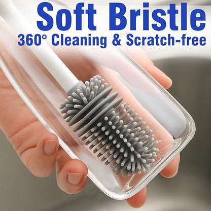2 Packs Long Handle Bottle Brushes, Water Bottle Cleaner for Washing Narrow Neck/Mouth Bottle - color: White