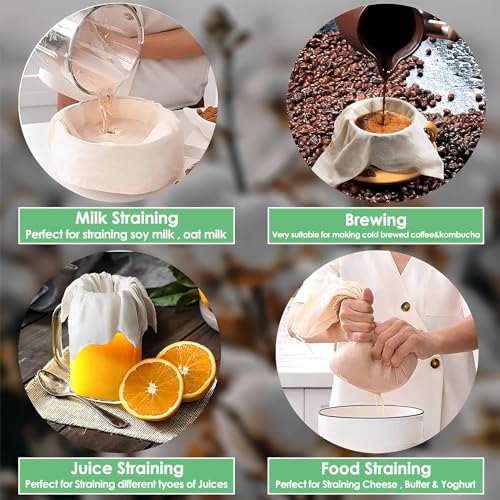 12 Pcs Natural Unbleached Cotton Cheesecloth Cheese Cloths Organic Cheesecloth Square Cheese Cloths Reusable 20 Inch Cotton Cloth Strainer for Coffee Brewing Juicing Straining Cheese Making