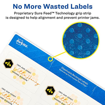 Avery Printable Dissolvable Rectangle Labels, 1-1/4" x 2-3/8", White, 90 Customizable Labels (4224) - size: One Size
