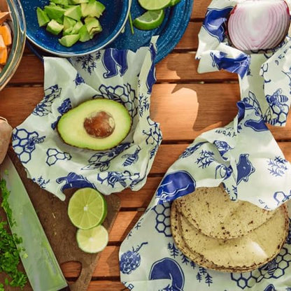 Bee's Wrap Beeswax Wraps for Food - 3 Pack of Assorted Beeswax Wraps - 2 Medium & Sandwich Wrap - Plastic Free Made in USA Reusable Natural Food Wrap - Bees & Bears - style: Lunch Pack Bees + Bears