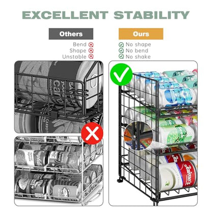 JKsmart 3-Tier Stackable Can Organizer, Storage Can Rack for Kitchen Pantry Cabinet, Holds Up to 72 Cans, Multifunctional Can Dispenser for Snacks Soda - size: 3 Tier-2 Pack