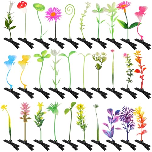 30 Pcs Bean Sprout Hair Clips Rave Mixed Style Plant Hairpins Hair Accessories for Party Irish(Flower Style) - style: Flower Style
