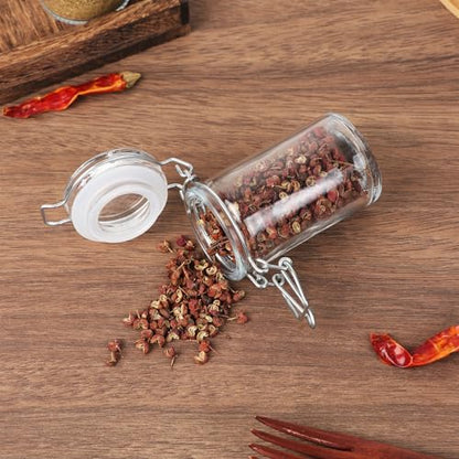 2.3 oz Small Glass Stash Jars with Labels, 12 Pack Mini Spice jars with Airtight Seal, Empty Spice Bottles with Silicone Rubber Gasket for Herb Tea Seasoning Storage