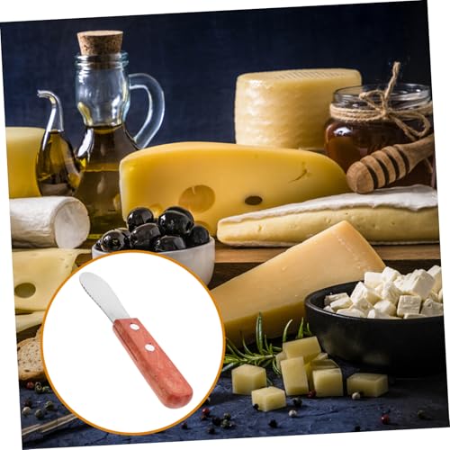 SOLUSTRE Stainless Steel Cheese Slicer with Ergonomic Wooden Handle Wear-resistant Butter Spreader and Peanut Jam Spatula for Kitchen and Restaurant Use Essential Baking Tool
