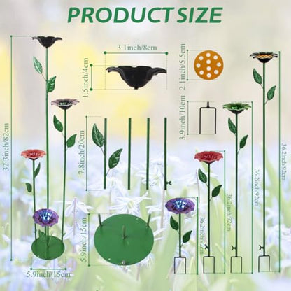 dreamysoul 4 Pack Bee Watering Station, Bee Waterer for Honey Bee & Butterfly, Metal Bee Bath with Flower Design for Garden Yard - color: Colorful-e