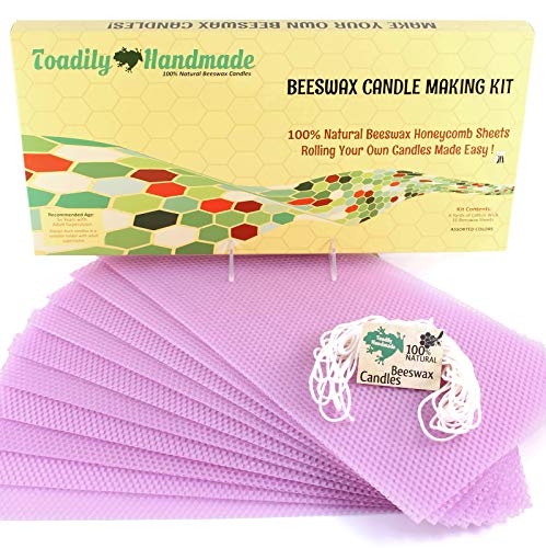 Make Your Own Beeswax Candle Kit - Includes 10 Full Size 100% Beeswax Honeycomb Sheets in Lavender and Approx. 6 Yards (18 Feet) of Cotton Wick. Each Sheet Measures Approx. 8" x 16 1/4". - color: Lavender