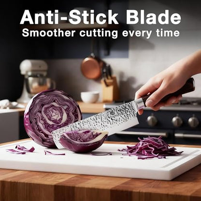 imarku Nakiri Knife,7 Inch High Carbon Stainless Steel Japanese Chef Knife,Razor Sharp Chopping Vegetable and Meat Cleaver Kitchen Knife with Ergonomic Handle,Birthday Gift - color: Dark Brown/Coffee