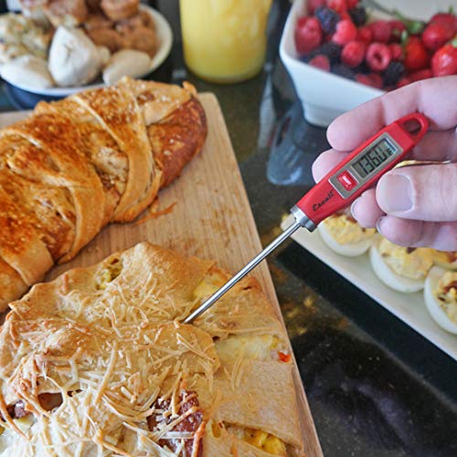 Escali DH1 Gourmet Digital Meat Thermometer with Extra Long Probe, NSF Certified, Red - color: Red
