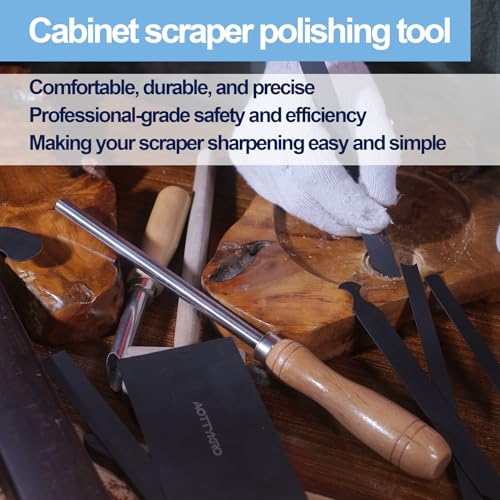 Cabinet Scraper Burnisher Tool, With High-Quality Wooden Handle and Super Hard High Speed Steel Rod, Scraper Burnisher for Creating Sharp Burrs and Honing Card Scrapers - size: Steel Rod
