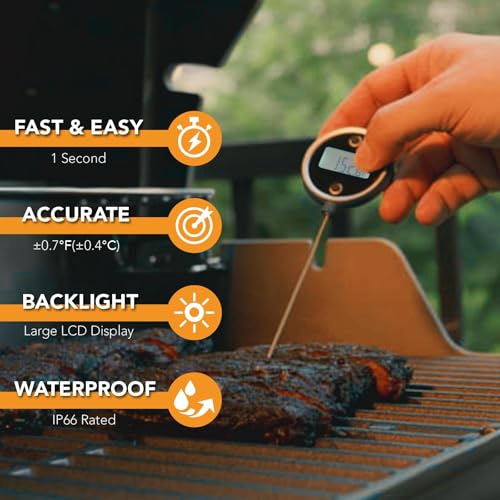 Pocket Pro 1-Second Instant Read Meat Thermometer, Rechargeable Digital Thermometer for Grilling, Food, BBQ, Kitchen Cooking, Oil Deep Frying & Candy (Nobility Blue) - color: Nobility Blue