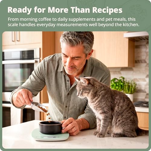 Greater Goods Food Scale – Digital Kitchen Scale, 1g Precision, Easy-Tare & Quick Conversion, Slim Compact Design, Durable & Portable | Ideal for Cooking, Baking & Meal Prep (Sage Green) - color: Sage Green