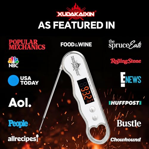 0.3s Fast Read Meat Thermometer – USB-C Rechargeable, Silvery | Digital instant read for BBQ, baking, and candy –no batteries needed - color: Silvery