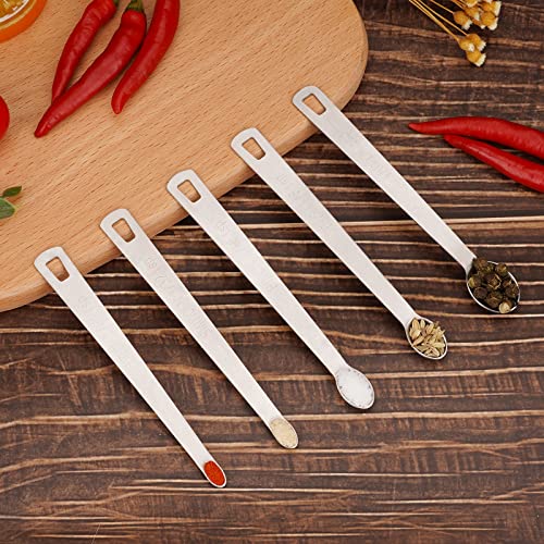 Mini Measuring Spoon Set, Heavy Duty Stainless Steel Measuring Spoons for Cooking Baking, Tablespoon Teaspoon for Dry or Liquid Ingredients, Fits in Spice Jar, 1/64 1/32 1/16 1/8 1/4 tsp - size: 5pcs-steel