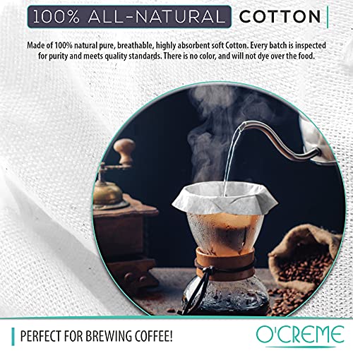 O'Creme Cheese Cloth, 45 Square Feet, 50 Grade, 100% ALL-NATURAL, Ultra Fine Cotton, for Cheesemaking, Food Preparation, Filtering and Straining