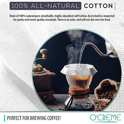 O'Creme Cheese Cloth, 45 Square Feet, 50 Grade, 100% ALL-NATURAL, Ultra Fine Cotton, for Cheesemaking, Food Preparation, Filtering and Straining