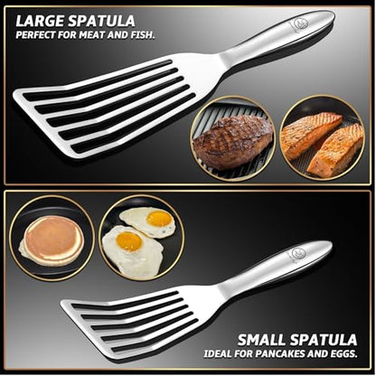 Gourmet Easy Fish Spatula Set, Ultra-Thin Edge for Easy Turning & Flipping | Stainless Steel, Kids Friendly, Ergonomic Non-Slip Grip for Secure Control, Versatile Use, Dishwasher Safe, 5-Year Warranty - color: Original