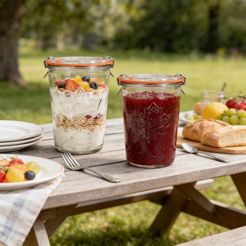 2 Pack Sourdough Starter Jar,27oz Glass Storage Containers with Glass Lids &Plastic Lids,Airtight Wide Mouth Jars for Pickling,Overnight Oats,Salad