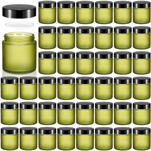 Norme 48 Pcs 4 oz Glass Jars with Lids Leakproof Round Airtight Empty Cosmetic Jars with Inner Liners Lid for Storing Lotions Powder Ointments Making Tins(Pea Green) - color: Pea Green, size: 4 oz