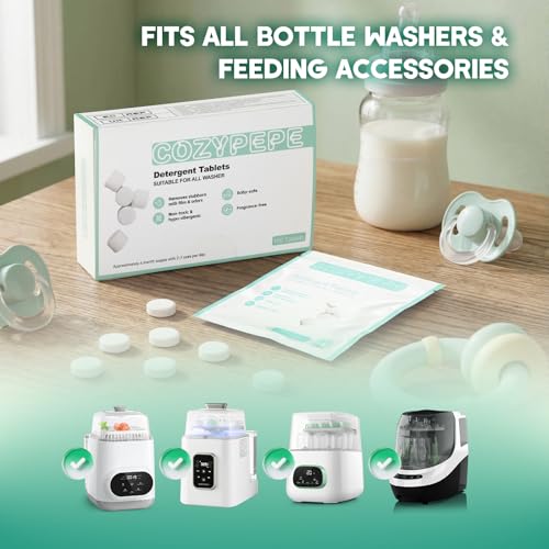 Baby Bottle Washer Detergent Tablets, 150 Count Fast-Dissolving Gentle Formula, Removes Milk Residue Grease & Odor, Compatible with All Brands, for Washer Sterilizer Dryer